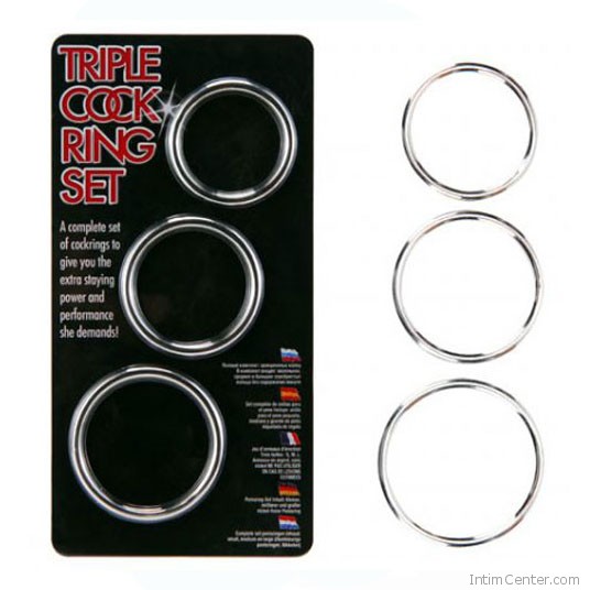Több méretű, fém péniszgyűrű szett, 3 db