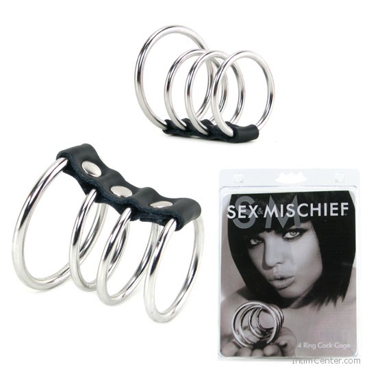 4 gyűrűs farokketrec fémből és bőrből a bondage rajongóinak