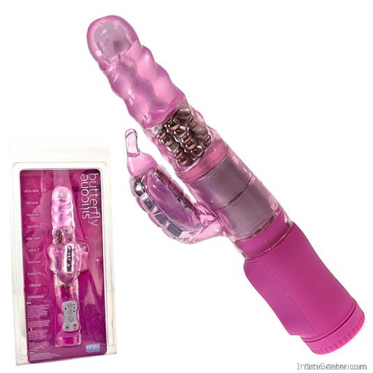 Forgó szárú vibrátor pillangós csikló masszírozóval, Butterfly silicone