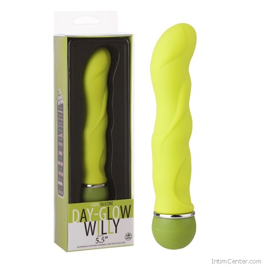 Egyedi hullámformás vibrátor, Day-Glow Willy, 10 cm Egyedi hullámformás vibrátor, Day-Glow Willy, 10 cm