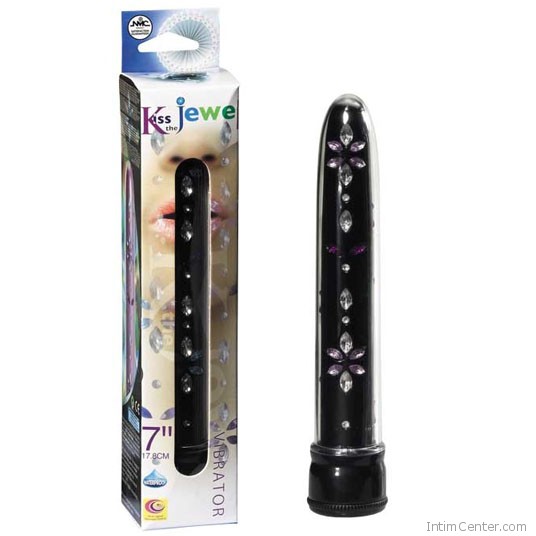 Virágmintás, strasszköves fekete rúdvibrátor Virágmintás, strasszköves fekete rúdvibrátor