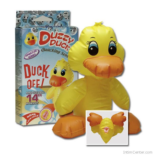 Felfújható sárga kacsa szűk behatolási lyukkal