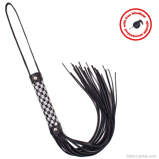 Szemkötő és kockás fogantyús korbács egy szettben