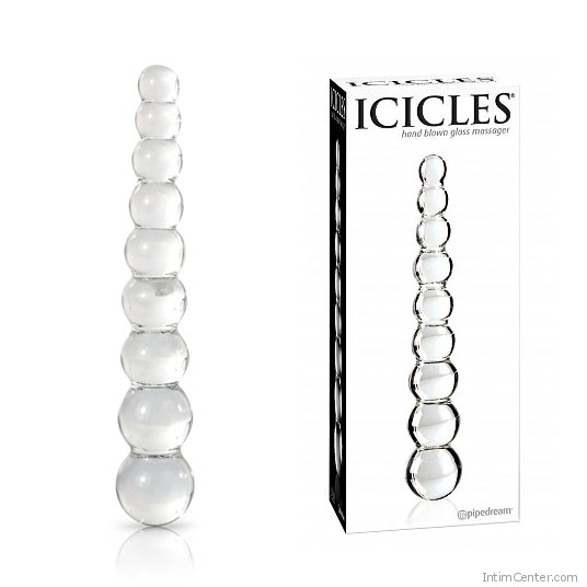 Üveg dildó, elegánsan gyöngyözött Icicles No2